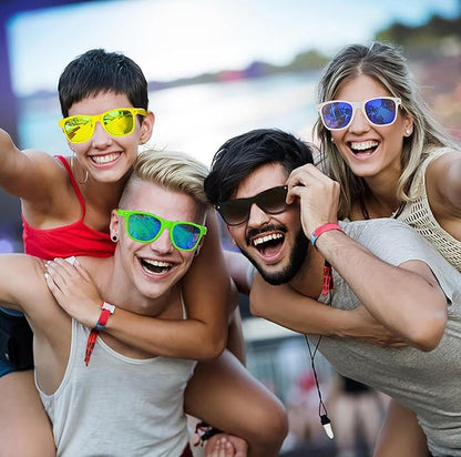 Eyegla 8/12/18 Pack Neon Sunglasses Bulk Colorful Multipack Party Sunglasses Retro Glasses Party Favor for Adult Men Women