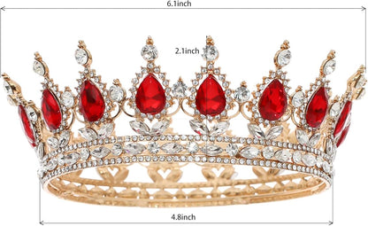 FORSEVEN Queen Crown Rhinestone Wedding Crowns and Tiaras for Women Costume Party Hair Accessories Princess Birthday Crown Crystal Bridal Crown Christmas Decorations Headband