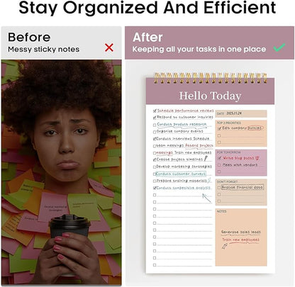 Taja To Do List Notepad - To Do List Notebook for Work with 52 Sheets, 9.8" x 6.5", Undated Daily Planner Perfect for Daily Tasks and Goal Setting, Notepad Suitable for Office, Home & School - Purple