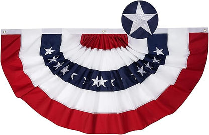 FRF FLAG American Flag Bunting 4x8 Ft, Embroidered Patriotic Bunting Flags, 4th of july Decorations Outdoor, with 3 Brass Grommets…