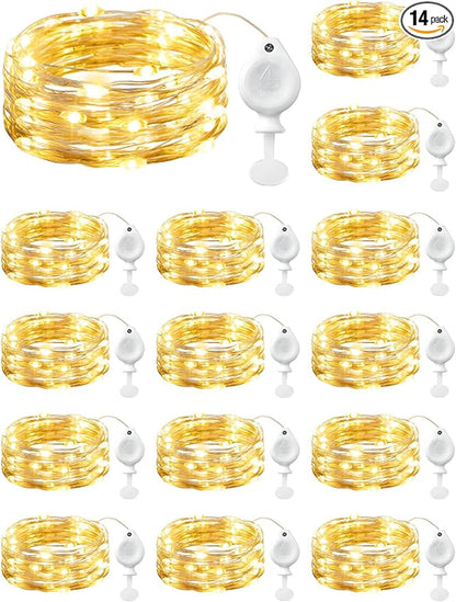 Brightown 14 Pack LED Fairy Lights Battery Operated String Lights, 7ft 20LED Waterproof Silver Wire Twinkle Lights, Firefly Starry Moon Lights for Mason Jars DIY Christmas Wedding Party Bedroom