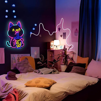 Soda Cat Neon Sign Girl Room Decor Led Neon Lights Signs for Wall Decor USB Powered Led for Room Decoration