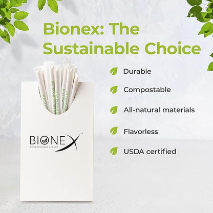 8-inch Sugarcane Straws, 300 Count Wrapped Drinking Straws, Plastic and Paper Straw Alternative, US-Manufactured (Pack of 1, 300 Count per Pack)