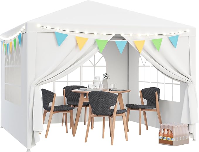 HomGarden 10'x10' Outdoor Canopy Tent Patio Camping Gazebo Storage Shelter Pavilion Cater Party Wedding BBQ Events Tent w/Removable Sidewalls