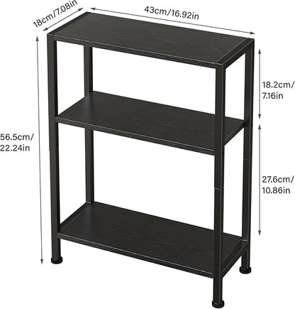3-Tier Side Table, Small EndTable, Sofa SideTable for Narrow Spaces, Slim EndTable, NightstandTable, Skinny Bedside Table, for Living Room, Bedroom, Office, Black