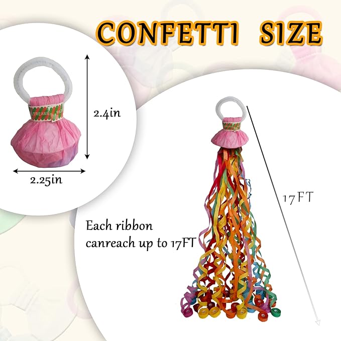 100 Pack Streamer Poppers, 6 Color Mix No Mess Confetti Poppers，Party Poppers No Mess Streamers Easy to Clean Handheld Streamer Cannon，Ideal for Celebrations and Events