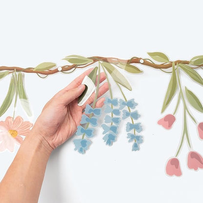 Cheerland Flower Banner Wildflower Garland Floral for Enchanted Garden Theme Picnic Wedding Bloom Baby Shower Birthday Fairy Tale Tea Market Spring Party Supplies Girl Woodland Party Decorations