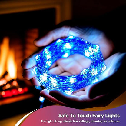 4 Pack 240LED Christmas Fairy Lights Battery Operated - 20FT Twinkle Lights with 2 Lighting Modes Indoor, Waterproof Led Fairy String Lights for Bedroom, Classroom, Dorm, DIY Decor, Blue & White