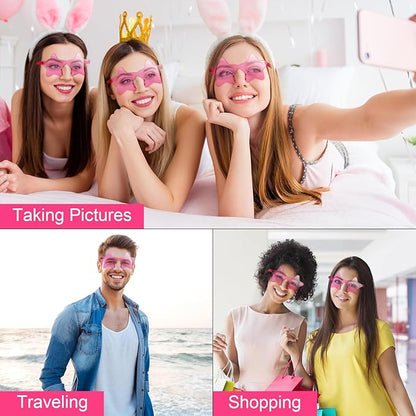 10/20/30/40 Pack Star Sunglasses Rimless Transparent Pentagram Shaped Sunglasses Bulk Party Favor Glasses for Women (10, Light Pink)