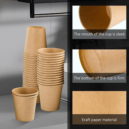 1200 Pack 3 oz Paper Cups, Disposable Kraft Small Mouthwash Bathroom Cups 3 Ounce, Hot/Cold Beverage Cups for Home, Kitchen, Party