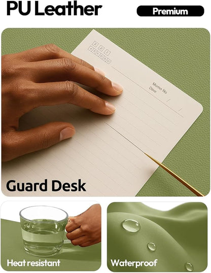 YSAGi Leather Desk Protector, Office Mat, Large Mouse Mat, Non-Slip PU Leather Blotter, Laptop Desk, Waterproof Writing Pad for Office and Home (Green, 47.2" x 23.6")