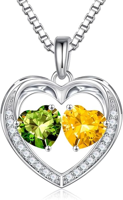 Iefil Christmas Gifts for Women Wife - 925 Sterling Silver Heart Birthstone Necklace, Anniversary Birthday Gifts for Women Wife Girlfriend Mom, Birthstone Jewelry Gift for Her