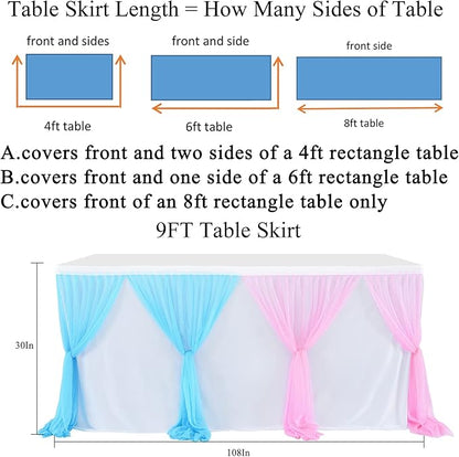 Pink Blue Tulle Table Skirt Gender Reveal Tutu Table Skirts for Baby Shower Girl Boy Birthday Party Cake Dessert Banquet Table Decorations 9ft