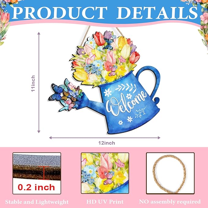 Kercan Easter Cross Wall Decoration with Purple Fabric, White Lily Flowers and Dove, He is Risen Wood Sign, 14.2x9.8 Inch Religious Home Decor (Water Can)