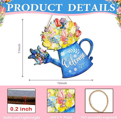 Kercan Easter Cross Wall Decoration with Purple Fabric, White Lily Flowers and Dove, He is Risen Wood Sign, 14.2x9.8 Inch Religious Home Decor (Water Can)