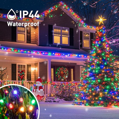 JMEXSUSS 500 LED Christmas Lights Outdoor Waterproof, Multicolor Christmas Tree Lights Plug in, 8 Modes Twinkle Fairy String Lights for Indoor Xmas Wedding Party Garden Decoration