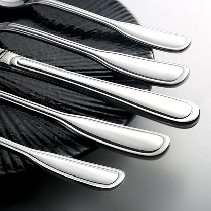 Silverware Set for 8, Stainless Steel Cutlery Set with Wide Handles, Mirror Polished Utensils Spoons and Forks Set, Dishwasher Safe (Silver, 40 Pieces for 8)