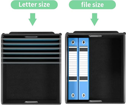 Huolewa File Organizer Box with Lid, Collapsible File Folder Organizer for Office Document Storage, Filing Box with Plastic Slide for Letter Size Hanging File Folders(1 Pack, Light Green)