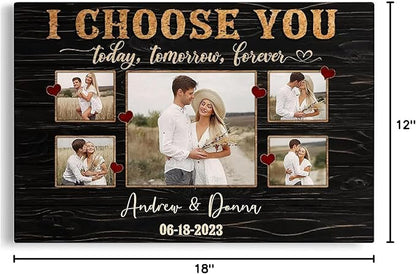 Dem Canvas Personalized Canvas Prints, Custom Photo And Name, I Choose You Forever, Wedding Gifts For Couple Anniversary Wedding Gift For Couples Canvas (18x12)