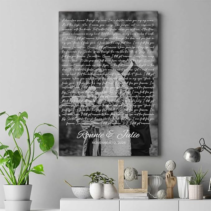 GABITA Personalized Wall Art for Couples, Anniversary Canvas for Couple Parent Grandparent, Our First Dance Canvas Poster, Vinyl Record Wedding Song Lyrics for Anniversary Keepsake 4