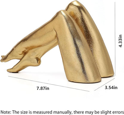 Golden Legs Sculpture Elegant Resin Home Decor Legs Statues Versatile Indoor/Outdoor Ornament, Bedroom, Office Desktop, Cabinets, Perfect (Bowed Leg)
