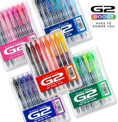 PILOT, G2 Premium Gel Roller Pens, G2 Boost Greens Pack, The Colors of Balance, 8 Pack Pouch, Fine Point 0.7 mm, Assorted