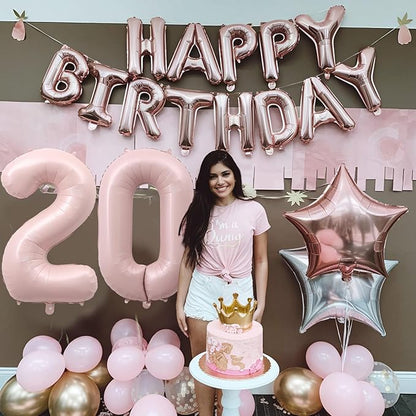 40 Inch Balloon Number 0 Pastel Pink, Large Foil Dusty Retro Pink Number Balloons Set 0-9 for Girls, 0 Helium Balloon for Boho Women Birthday Anniversary Graduation New Year Party Decoration Supplies