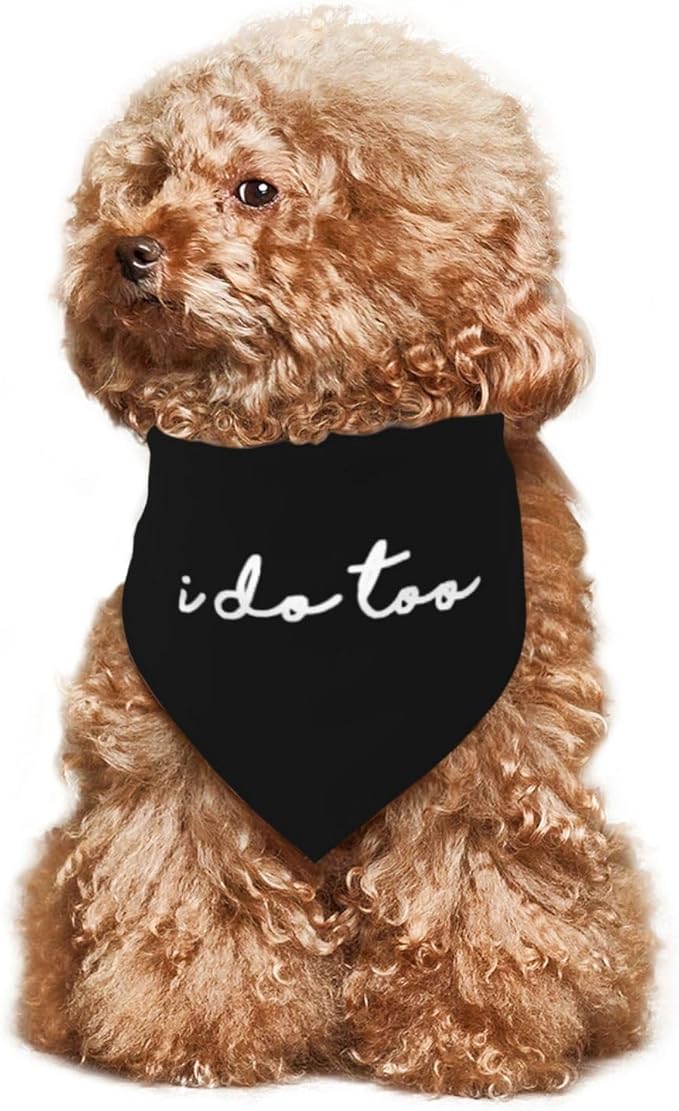 I Do Too Dog Wedding Bandana,Married Puppy Pet Bandanas Accessories,Wedding Photo Prop for Dog Lover Pet Scarf Accessories (Black)