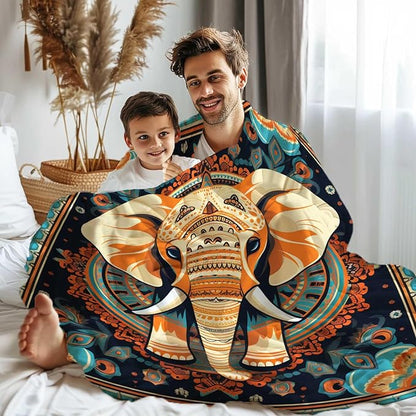Firmiso Boho Elephant Throw Blanket 50x60 | Soft Cozy Fleece Blanket for Couch, Sofa, or Bed | Mandala Elephant Decor for Living Room | Unique Gift for Women, Family, or Friends