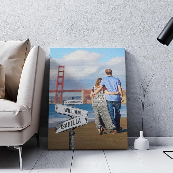 GABITA Personalized Wall Art for Couples, Anniversary Canvas for Couple, Gift for Valentines Day, Girlfriend Boyfriends Gifts, Custom Photo Poster for Wife and Husband