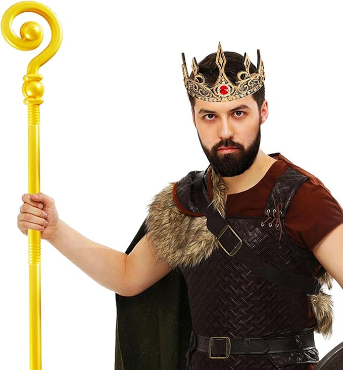 DothRayan Royal King Crown for Cosplay Prop Holiday Party, Halloween Costume Prom Party, Adjustable Royal Crown Prince Tiara
