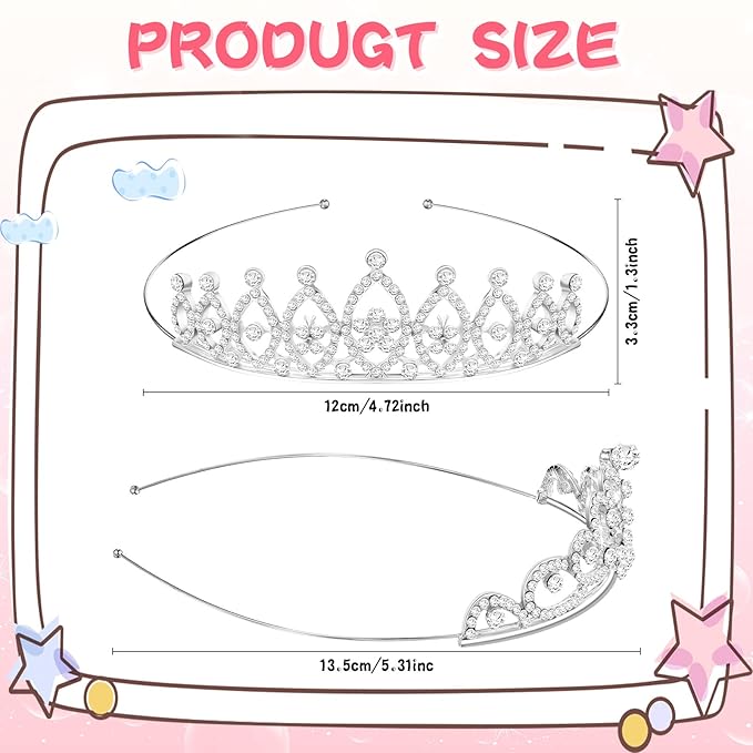 32 Pieces Girls Crystal Tiara Crown Rhinestone Tiara Headband Crystal Princess Tiaras Silver Heart Crown Headband for Wedding Prom Birthday Party Hair Jewelry
