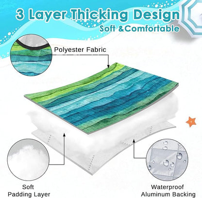 Waterproof Picnic Outdoor Blanket, 79" x 59" Sandproof Foldable Large Picnic Blanket for Beach, Camping, Park, Travel, Concert, Great Gift for Families and Couples (Green Waves)