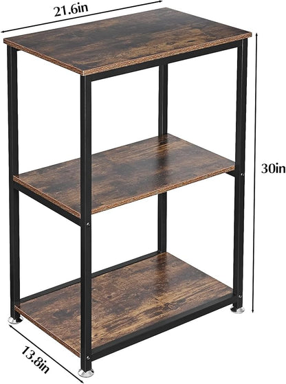 VECELO Tall End Side Table,30" Height Nightstand with 3-Tier Storage Shelf for Living Room Bedroom Office Hallway Study