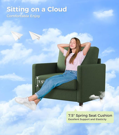 Sofa Reading Chair,33" Accent Chair for Bedroom, Tool-Free Setup Living Room Accent Chairs, Comfy Arm Chairs Living Room, All-Wood Reading Nook, Green