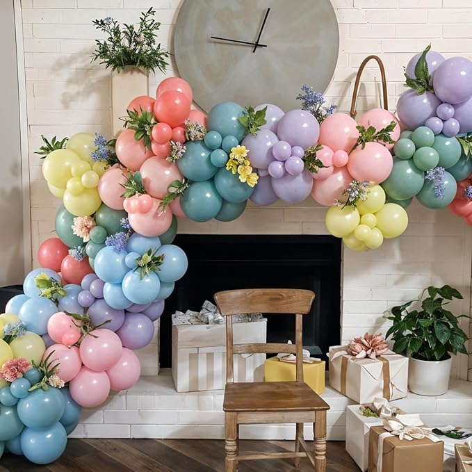 Pink Blue Green Balloon Arch Kit, 122Pcs Dusty Light Pink Baby Blue Green Pastel Balloons for Kids Girl Baby Shower Bridal Wedding Engagement Spring Birthday Flower Party Decorations