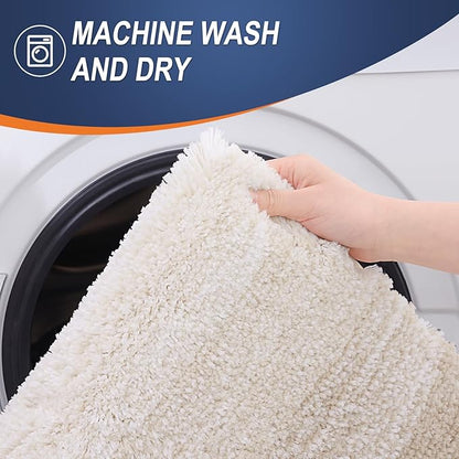 OLANLY Bathroom Rugs Mat 24x16, Extra Soft Absorbent Microfiber Bath Rugs, Rubber Backing, Quick Dry, Machine Washable Bath Mats for Bathroom Floor, Tub and Shower, Home Decor Accessories, Light Beige