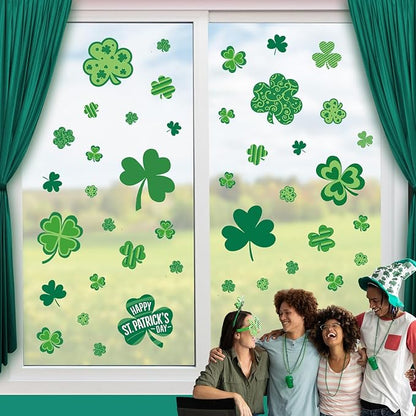 St Patricks Day Window Clings Decorations, Saint Patrick's Day Shamrock Decor, Sticker Decal for Holiday Home Party, 8 Sheets 126 PCS