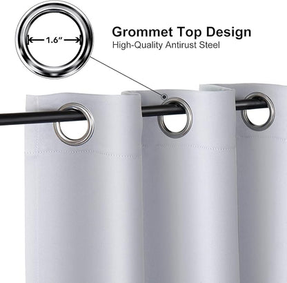 ChrisDowa Blackout Curtains 70 inches Wide for Bedroom - Extra Wide Grommet Thermal Insulated Room Darkening Curtains for Living Room (1 Panel, Greyish White, 70 x 63 Inch)