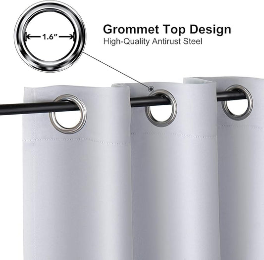 ChrisDowa Grommet Blackout Curtains for Bedroom - Thermal Insulated Room Darkening Curtains for Living Room (1 Panel Set, Greyish White, 52W x 45L)