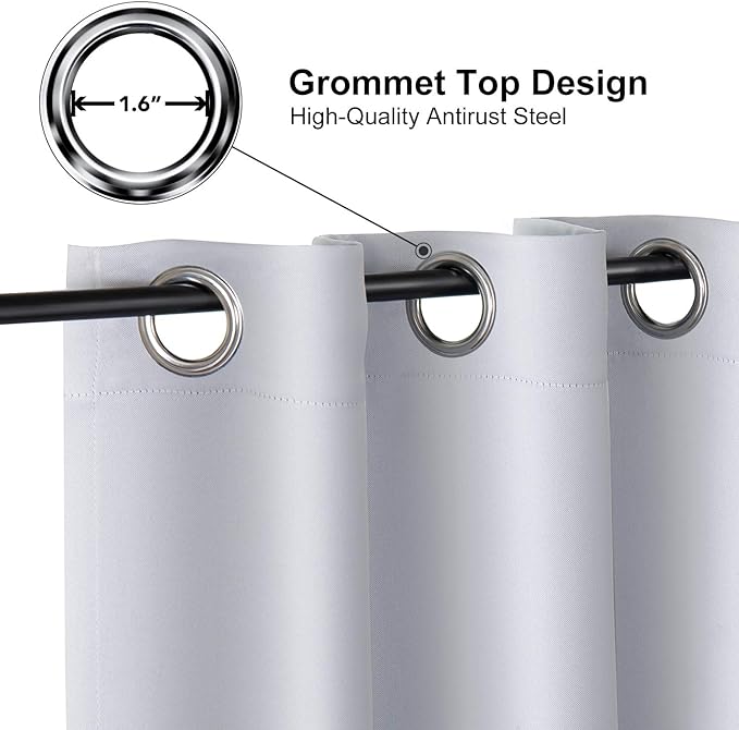 ChrisDowa Blackout Curtains 78 inches Long for Bedroom - Grommet Thermal Insulated Room Darkening Curtains for Living Room (1 Panel, Greyish White, 42 x 78 Inch)