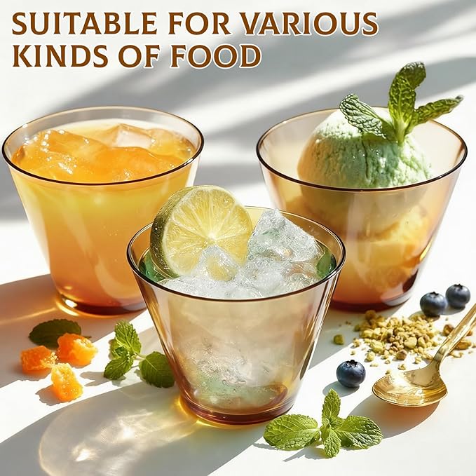 150 Pack Plastic Cups 9 oz Brown Clear Plastic Cups for Cocktail Fancy Disposable Cup for Party Stemless Wine Glasses for Wedding Thanksgiving Christmas Party Graduation
