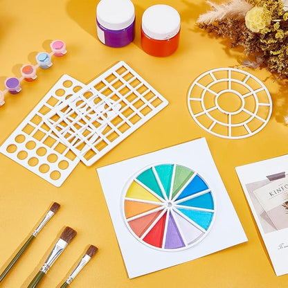 BENECREAT 4Pcs Color Wheel Template, 2 Styles Acrylic Drawing Stencils, Swatching Template Stencil for Color Correction Fabric Scrapbook Walls Crafts Home Decoration Arts Paper