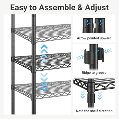 VIPEK V5 Portable Closet Wardrobe Heavy Duty Clothes Rack, Freestanding Clothing Rack with 4 Hang Rods & 8 Shelves, Adjustable Closet Racks, 68.9" L x 15.7" W x 76.4" H, Max Load 890LBS, Black
