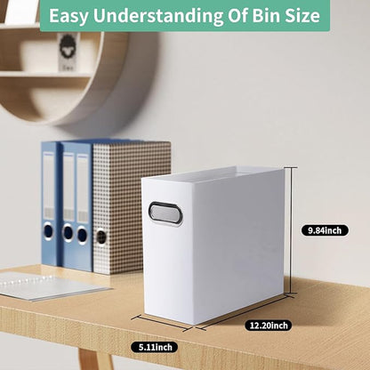 Collapsible File Organizer Box with Handle,12.20x5.11x9.84Inches, Filing Organizer for Home or Office, Small Portable File Box (3 Packs, White)