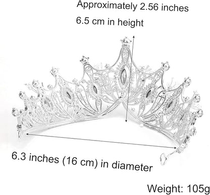 COCIDE Silver Tiara and Crown for Women Blue Gem Rhinestone Baroque Queen Headband for Girl Crystal Mermaid Princess Hair Accessories for Bride Birthday Party Bridesmaids Halloween Costume Cosplay