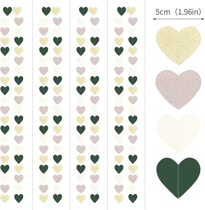 Sage-Green Gold Nude-Pink Party-Decorations Garland - 52Ft Boho Champagne Paper Streamers Banner,Birthday Bachelorette Baby Bridal Shower Wedding Engagement Fall Autumn Christmas Hanging Decor Ouruola