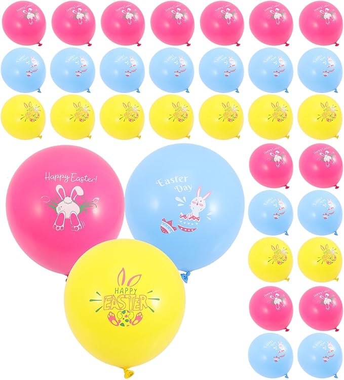 VICASKY 30Pcs Easter Party Balloons Bright Colored Latex Decor for Bunny Egg Themes Birthday Shower Holiday Celebration Photo Background