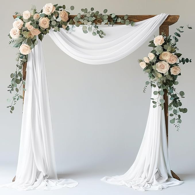 Wokceer Wedding Arch Draping Fabric 28.7" x 20FT White Drapes Sheer Fabric Backdrop Arch Draping Fabrics for Wedding Ceremony Birthday Party