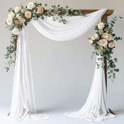 Wokceer Wedding Arch Draping Fabric 28.7" x 20FT White Drapes Sheer Fabric Backdrop Arch Draping Fabrics for Wedding Ceremony Birthday Party